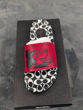 Coach Disney Mickey Mouse X Keith Haring Slide Sz 7 New With Box and Paperwork